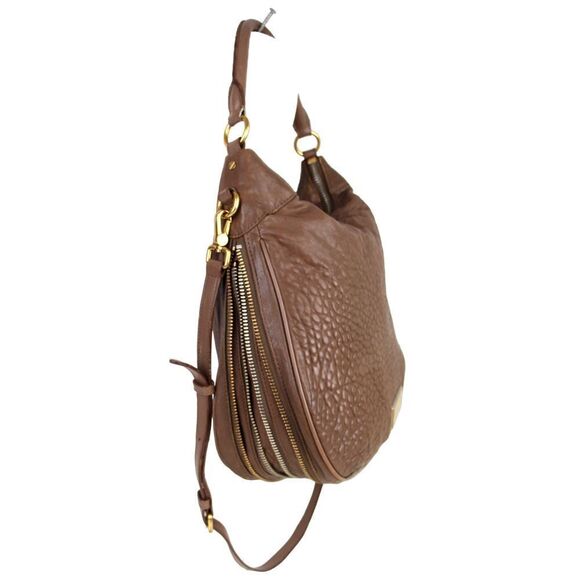 Marc Jacobs BROWN LAMB LEATHER ZIP EXPANDABLE HOBO SHOULDER BAG PURSE HANDBAG - Picture 3 of 16